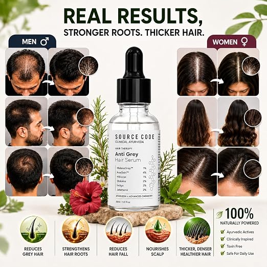 Advanced Anti-Grey Hair Serum (30ml) – MelanoGray™, AnaGain™, Hibiscus | Reduces Grey Hair, Fast Absorbing & Non-Sticky Formula